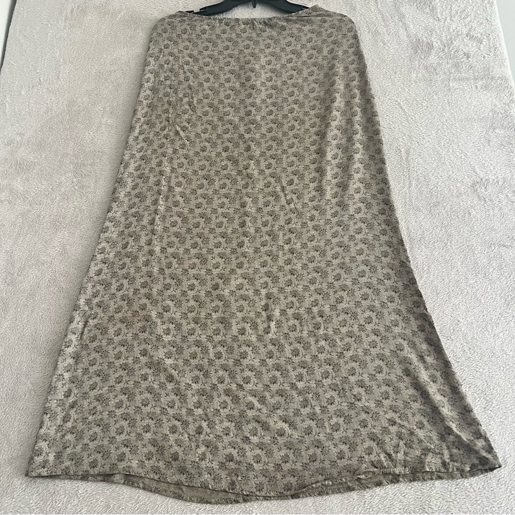 Vintage Accomplice Skirt Women’s 7 Midi A-Line Floral Print Olive Green